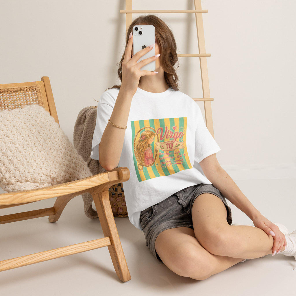 Virgo Zodiac Maiden Tee | Retro Striped Astrology Graphic Tee, Excellent Gift!