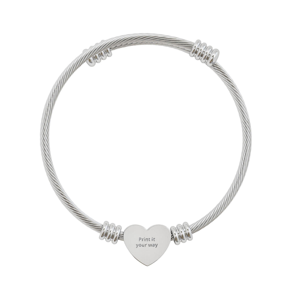 Personalized Heart Cuff Bracelet | Engraved Stainless Steel Push Present 250th Anniversary, Father's Day Gift, Excellent Gift!