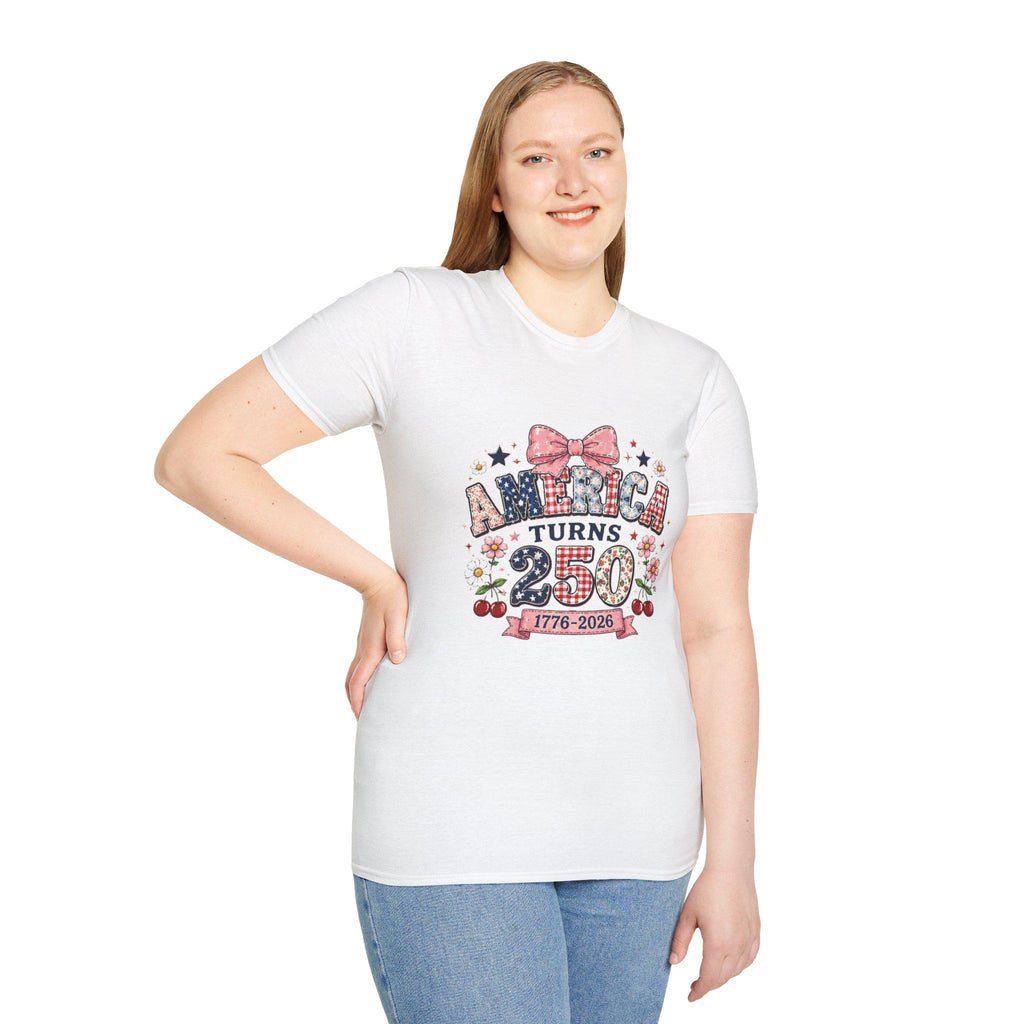 America Turns 250 T-Shirt | Vintage Americana Patriotic Bow Tee, Excellent Gift!