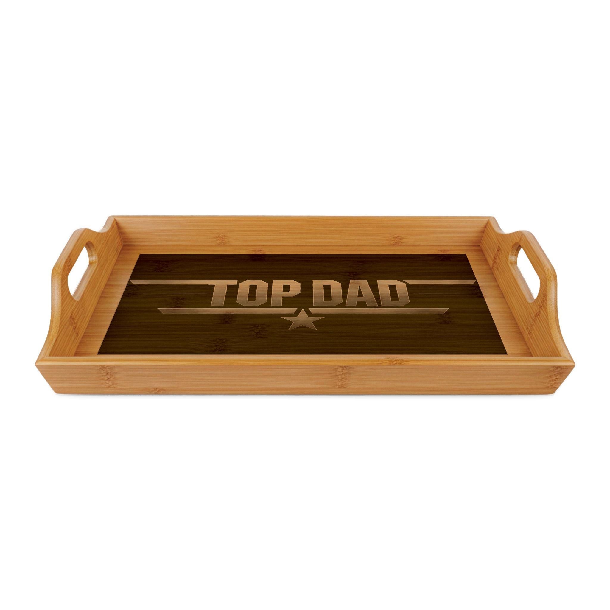 Customize, Personalized, Dad Bamboo Serving Tray | Engraved Wooden Breakfast Tray, Father's Day, Birthday Gift, Excellent Gift!