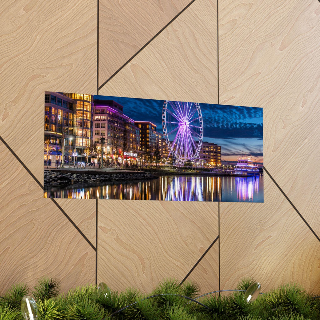 National Harbor Waterfront Night Print, Capital Wheel Photography (Digital Download), Excellent Gift!