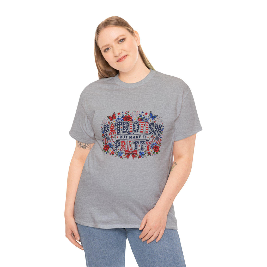 Patriotic Floral Typography Tee | Red White Blue Stars, 250th Anniversary USA, Excellent Gift!