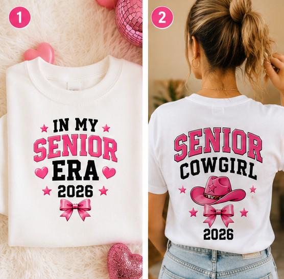 75 Senior Cowgirl 2027 PNG Bundle, Class of 2027 Coquette PNG, Pink Western Senior Designs, Graduation Shirt PNG, Cowgirl Graduate Clipart