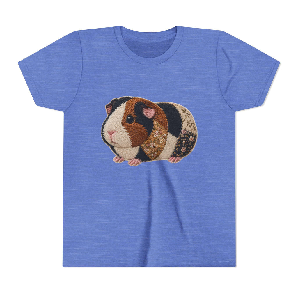 Patchwork Guinea Pig Youth Tee | Embroidered Style Quilted Shirt, Excellent Gift!