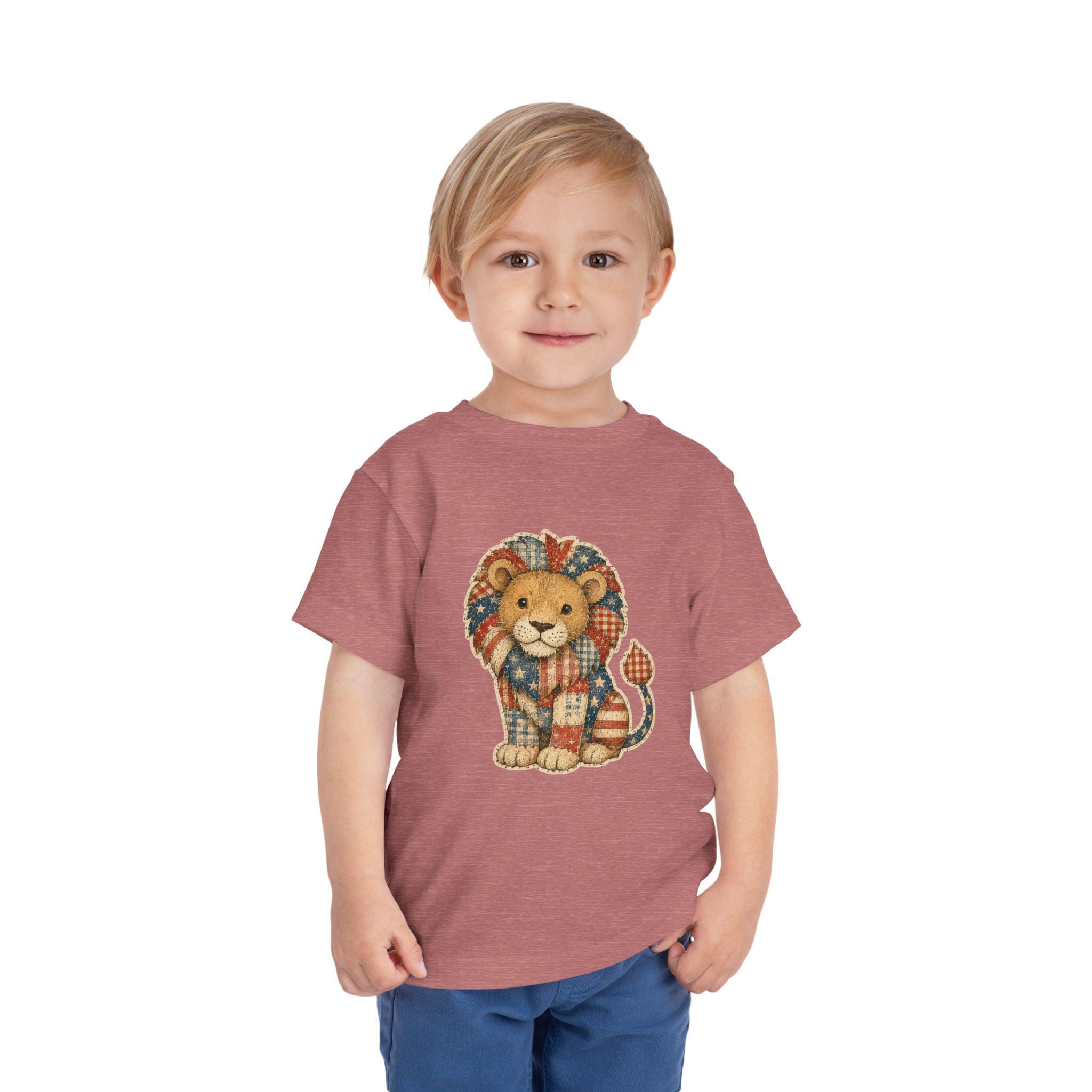 Patchwork Lion Toddler Tee | Hand-Drawn Nursery Animal Shirt, Excellent Gift!