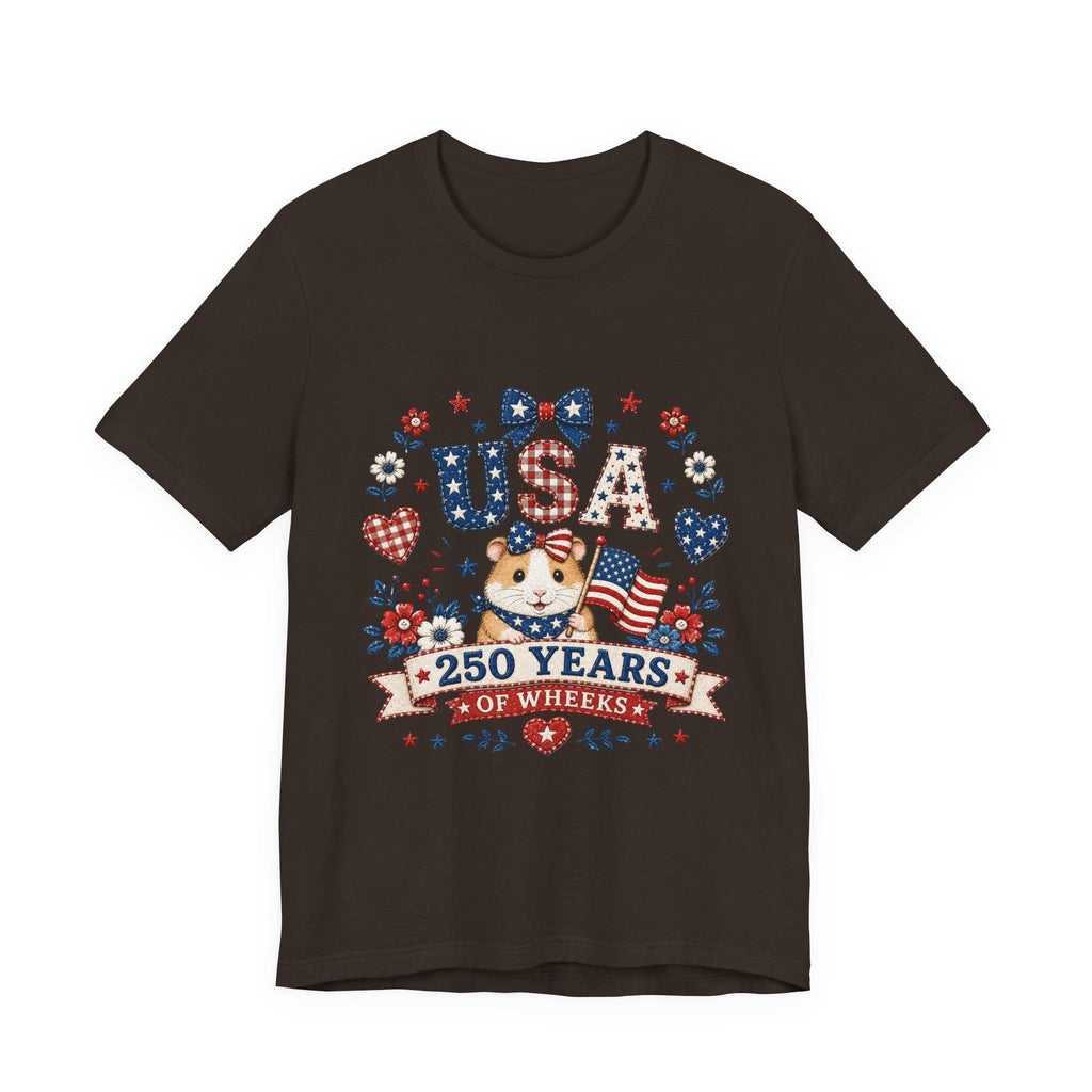 USA Guinea Pig 250 Years of Wheels T-Shirt | Patriotic American Flag Hamster Tee, Excellent Gift!