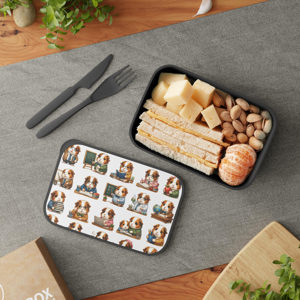 PLA Bento Box with Scholarly Guinea Pig Pattern, Includes Utensils, Excellent Gift!