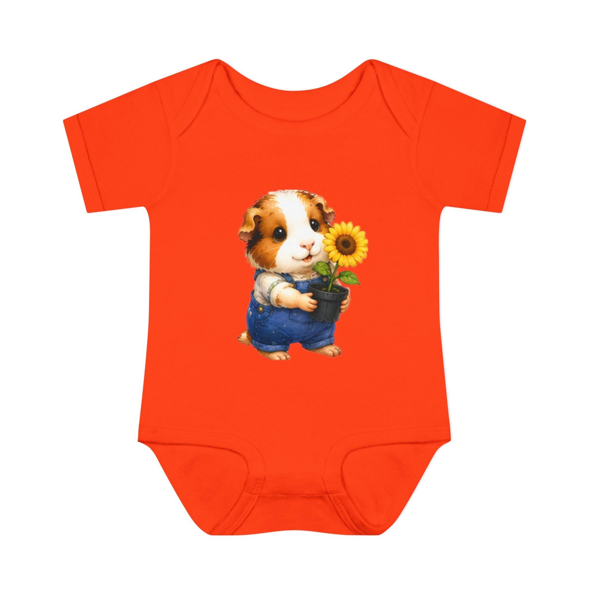 Guinea Pig Sunflower Infant Bodysuit | Garden Baby Onesie, Cotton Comfort, Excellent Gift!