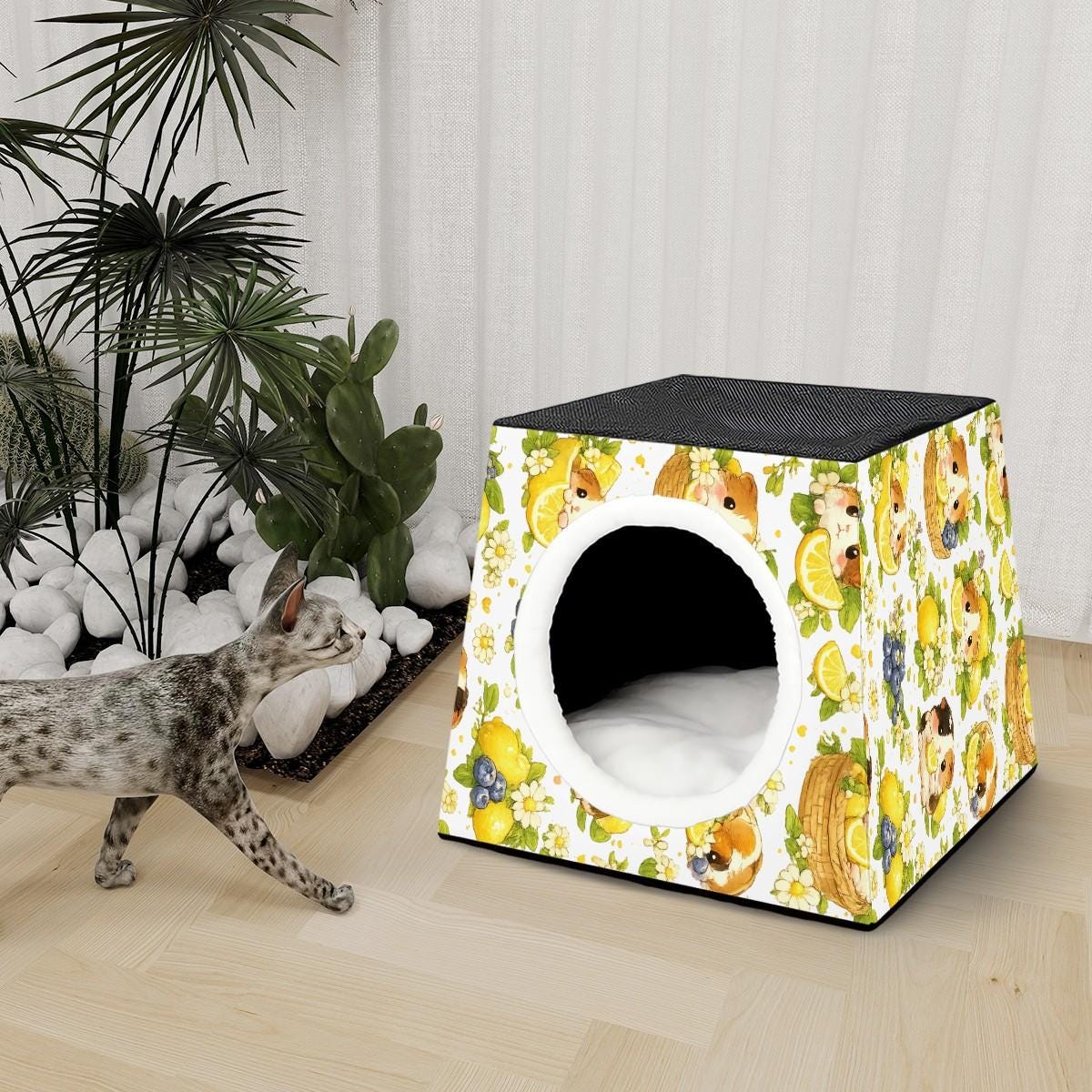 Guinea Pig Lemon Blueberry Space Capsule Pet Bed, Cozy Hideout Cage Accessory