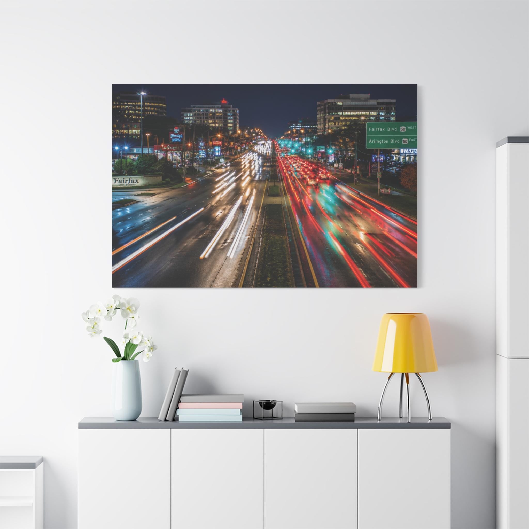 Fairfax Blvd Night Cityscape Print | Northern Virginia Wall Art (Digital Download), Excellent Gift!
