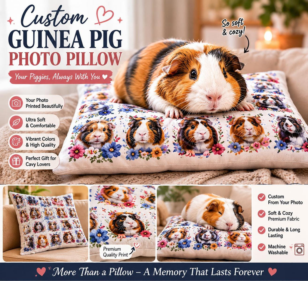 Custom Guinea Pig Photo Pillow, Space Astronaut Cavy Lover Gift, Excellent Gift!