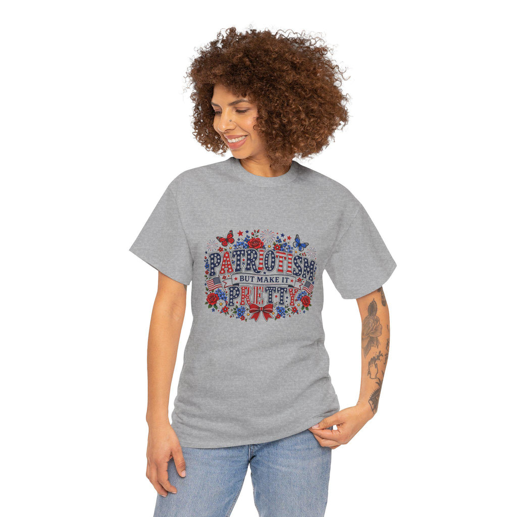 Patriotic Floral Typography Tee | Red White Blue Stars, 250th Anniversary USA, Excellent Gift!