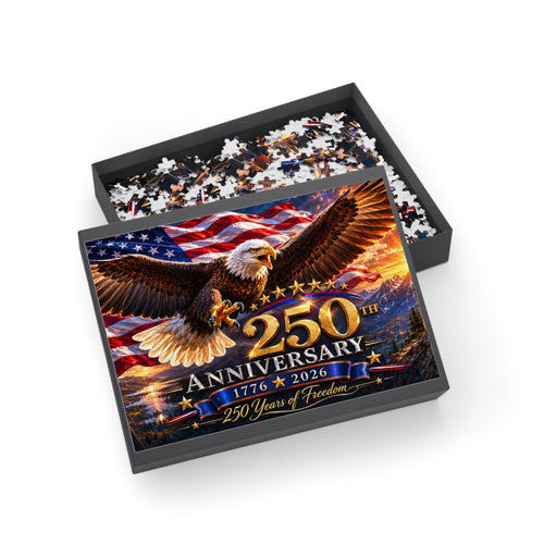 250th Anniversary Bald Eagle American Flag Puzzle | 1776 2026 Patriotic Jigsaw, Excellent Gift!