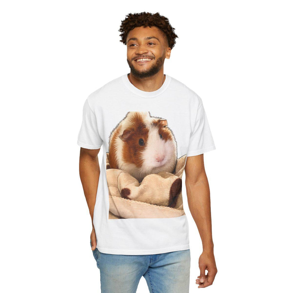 Custom Guinea Pig Memorial Shirt, Personalized Pet Portrait Tee, Upload Photo, Unisex Garment-Dyed T-shirt