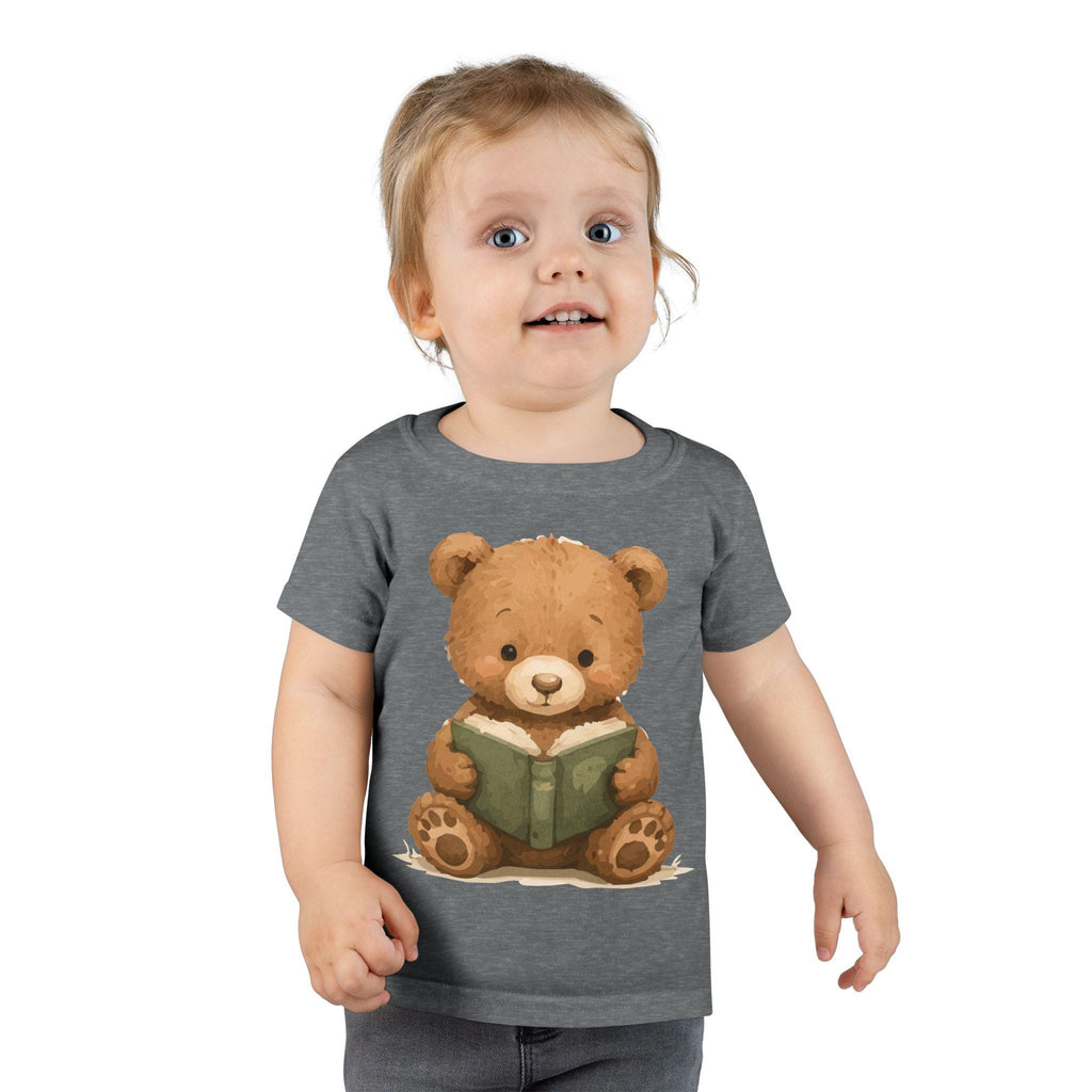 Toddler T-Shirt: Reading Teddy Bear Graphic Tee – Soft Cotton Apparel, Excellent Gift!