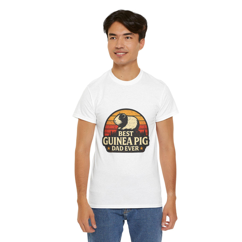 Retro Guinea Pig Dad T-Shirt | Sunset Pet Owner Tee, Excellent Gift!