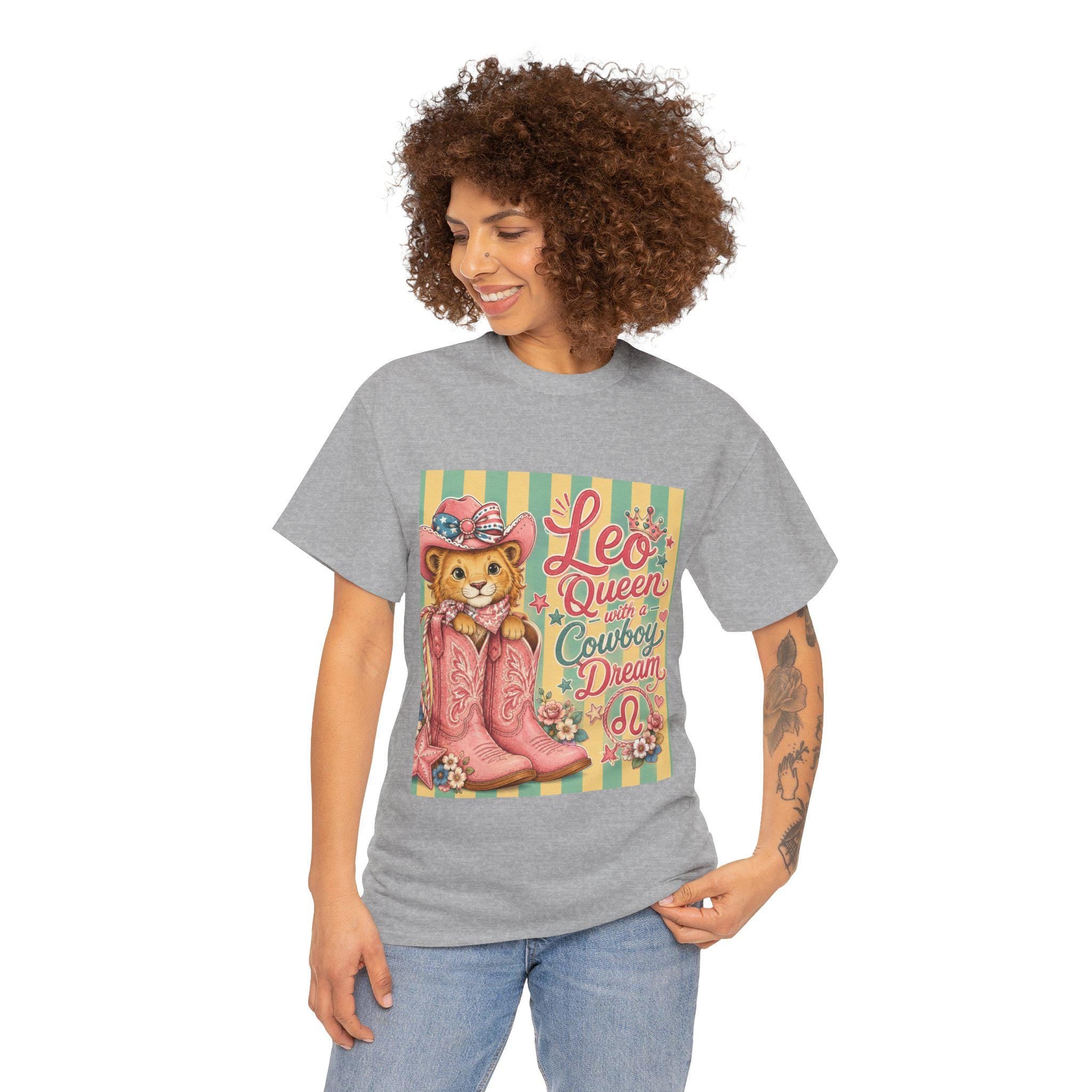 Leo Queen Cowboy Boots Graphic Tee | Vintage Western Cat Shirt, Excellent Gift!