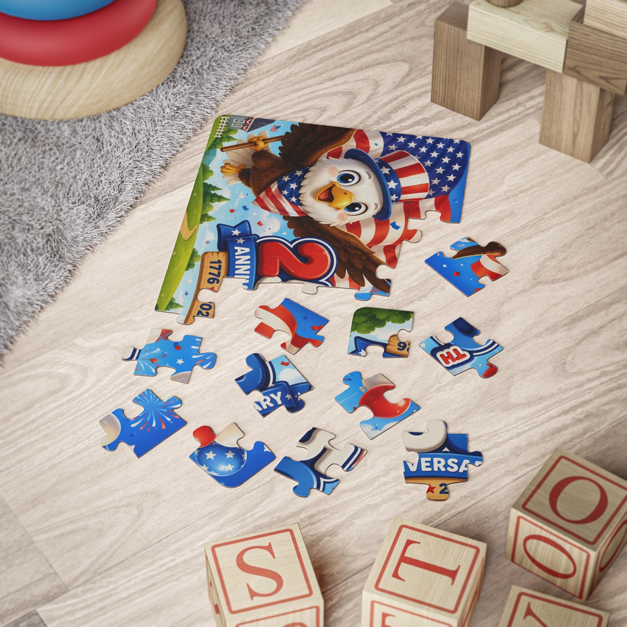 Patriotic Bald Eagle 250th Anniversary Kids Puzzle, Excellent Gift!