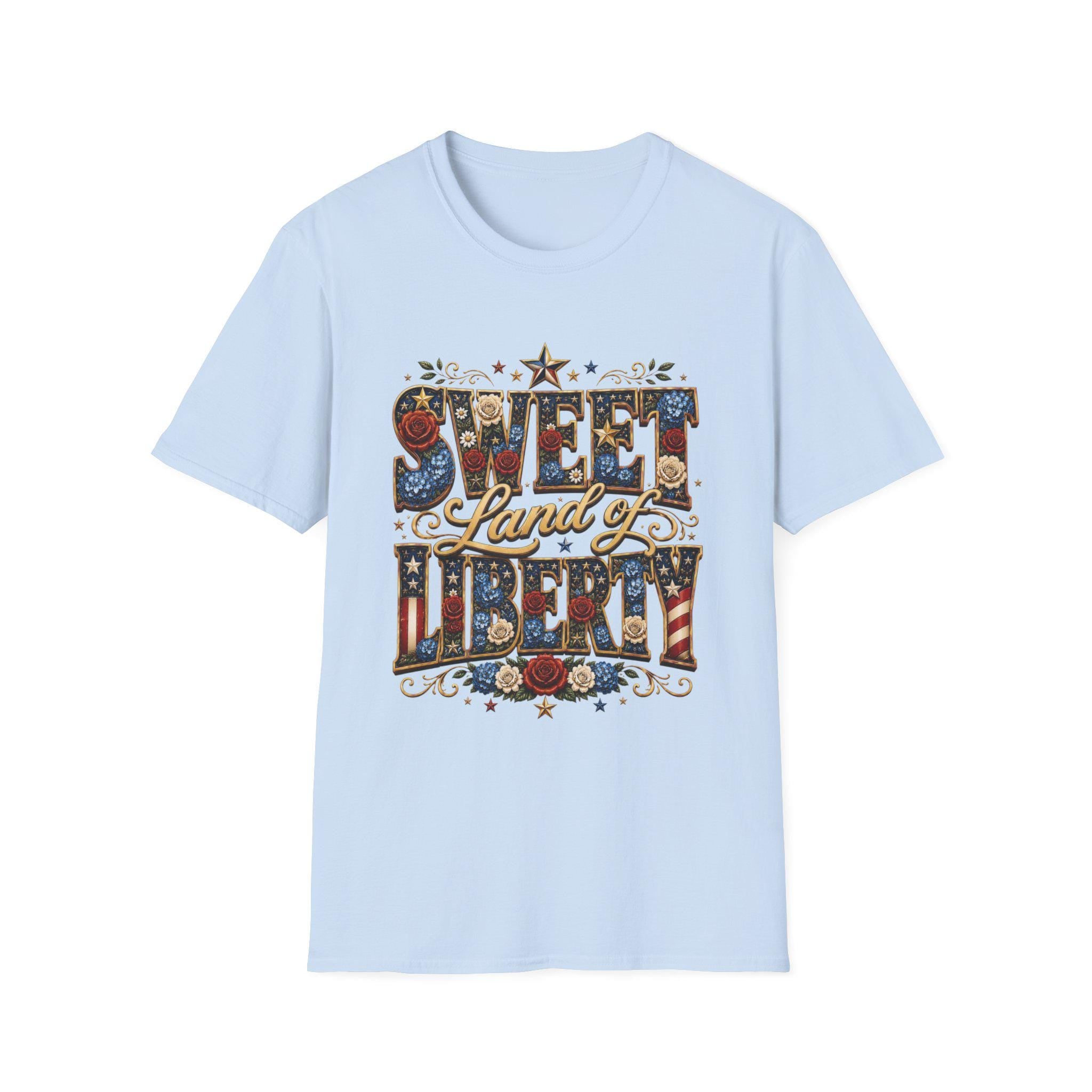 Sweet Land of Liberty T-Shirt | Americana Floral Stars, 250th Anniversary, 4th July, Excellent Gift!