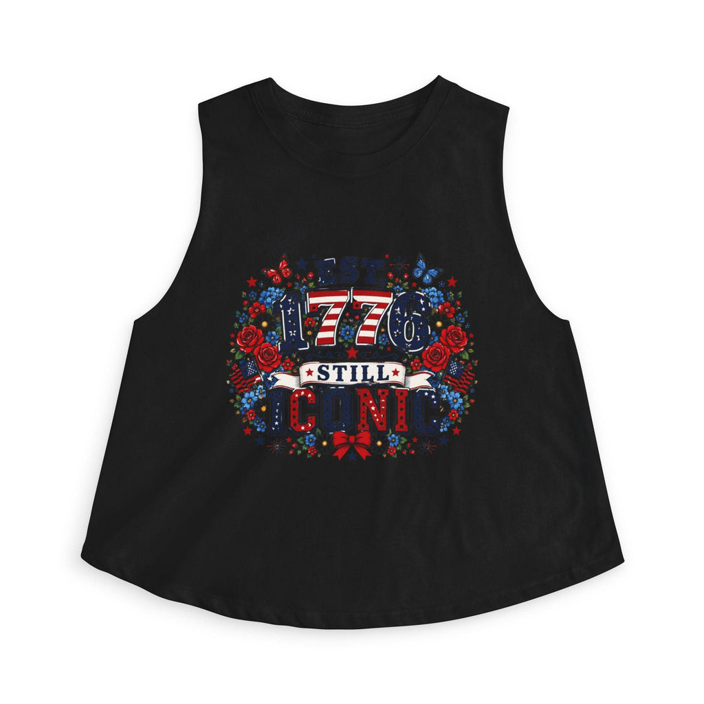 Women's Patriotic Crop Top | Est. 1776 Iconic Graphic, Americana Floral Design, Excellent Gift!