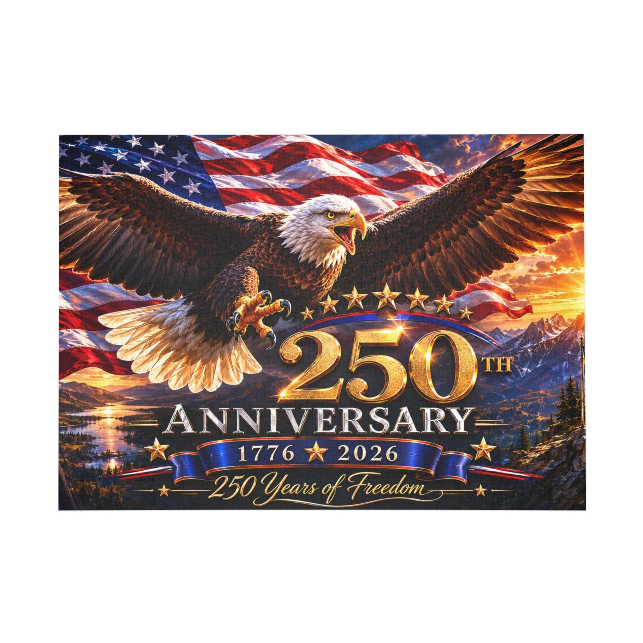 250th Anniversary Bald Eagle American Flag Puzzle | 1776 2026 Patriotic Jigsaw, Excellent Gift!