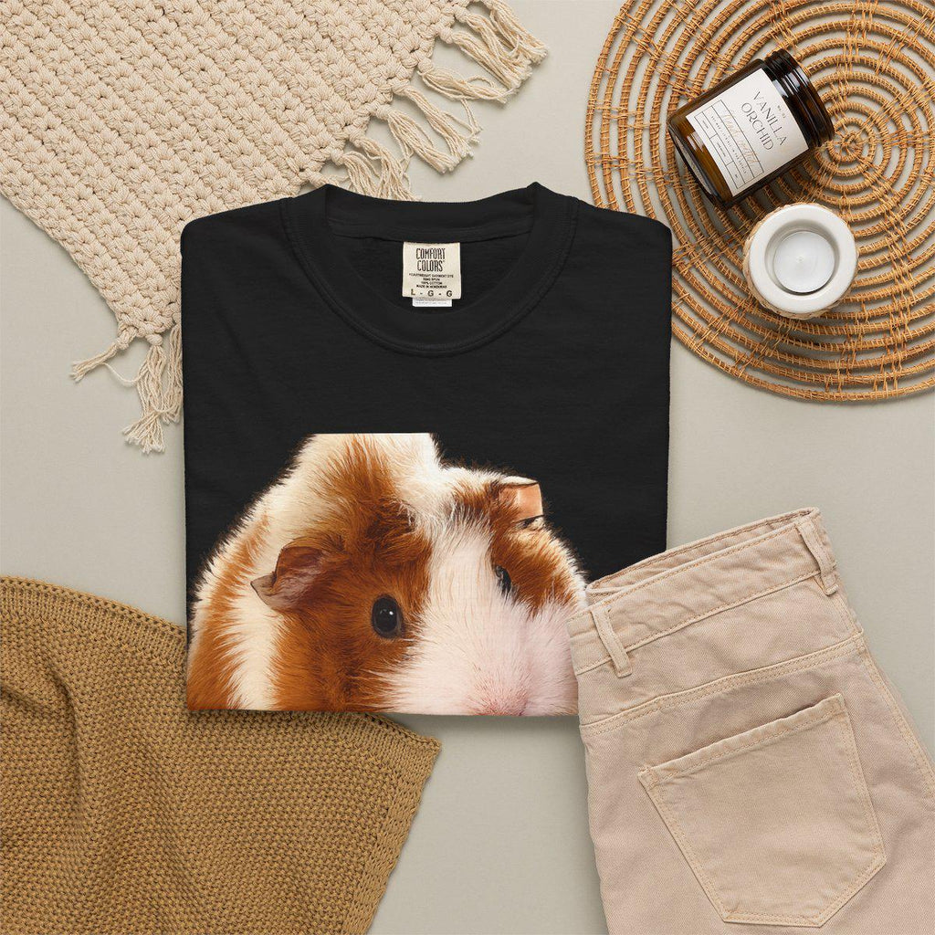 Custom Guinea Pig Memorial Shirt, Personalized Pet Portrait Tee, Upload Photo, Unisex Garment-Dyed T-shirt