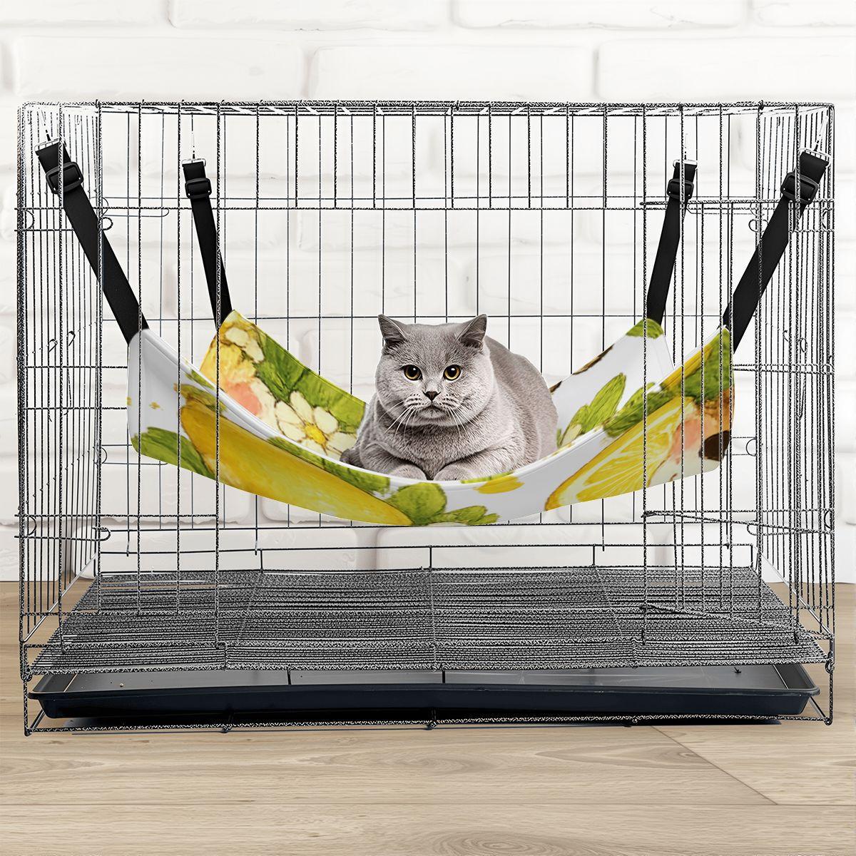 Guinea Pig Lemon Blueberry Hammock, Watercolor Fruit Print Hanging Pet Bed