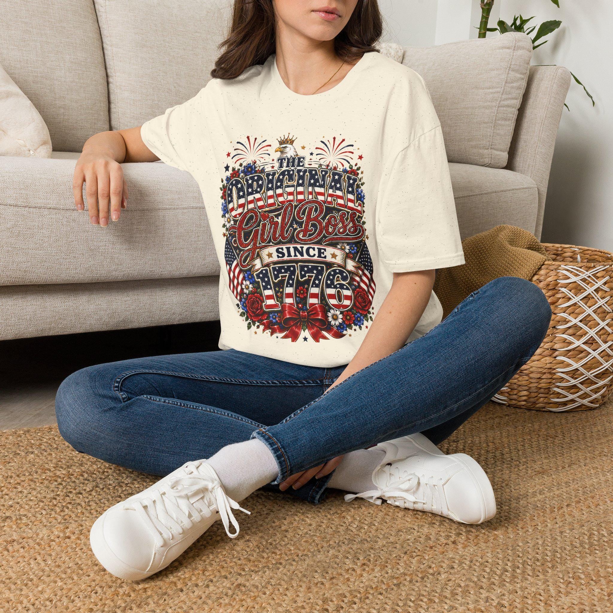 Original Girl Boss T-Shirt | Patriotic 1776 Stars Stripes Graphic Tee, Excellent Gift!