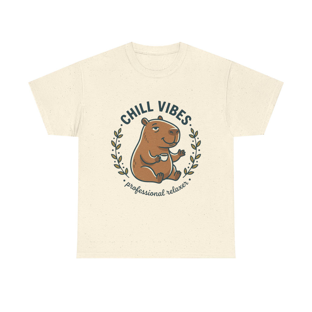 Capybara Chill Vibes Tee | Relaxing Capybara Illustration, Casual Animal Shirt