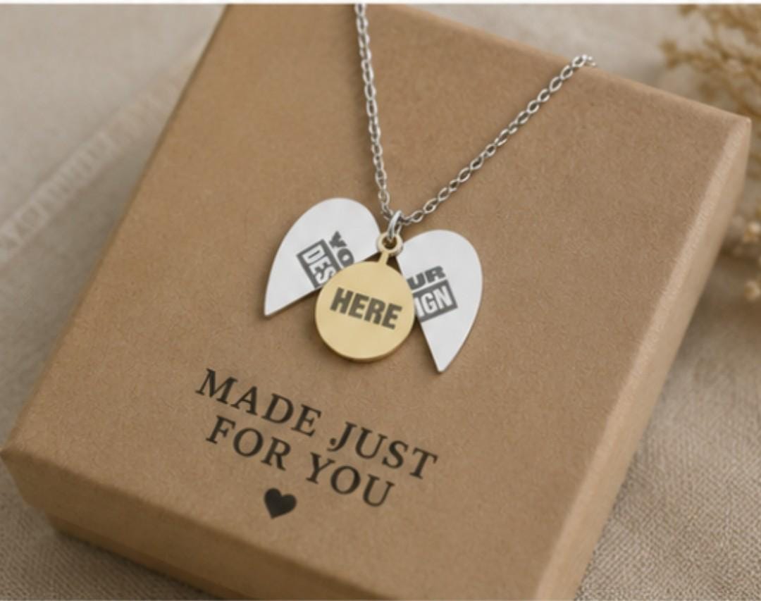 Engraved Heart Locket Necklace, Secret Message Pendant, 18K Gold PVD Stainless Steel, Excellent Gift!