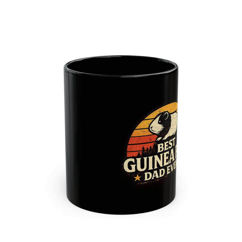 Guinea Pig Dad Retro Sunset Mug | Black Ceramic Coffee Cup, Excellent Gift!