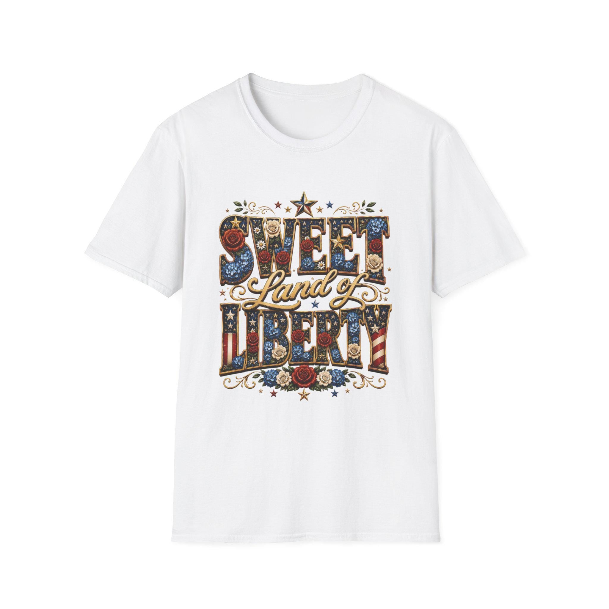 Sweet Land of Liberty T-Shirt | Americana Floral Stars, 250th Anniversary, 4th July, Excellent Gift!