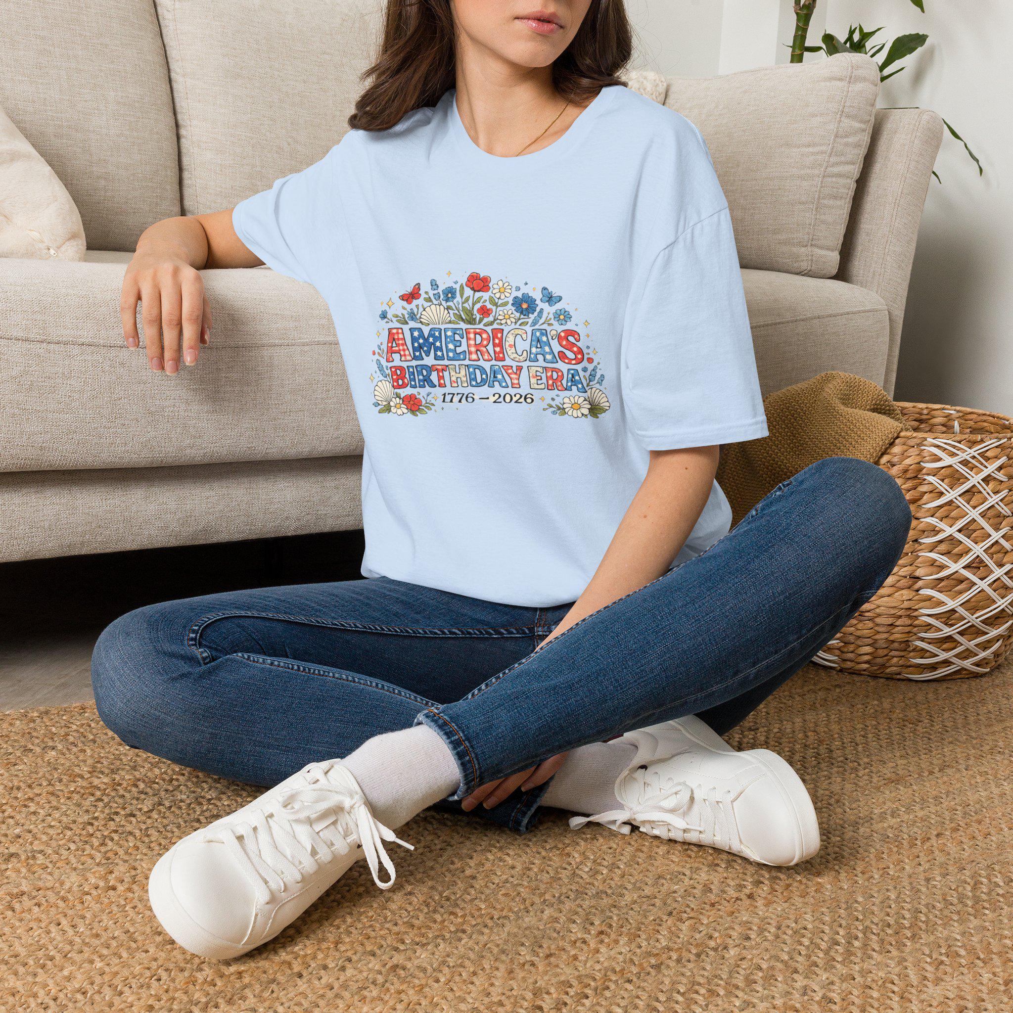 America's Birthday Era T-Shirt | Patriotic Floral Tee 1776-2026, Excellent Gift!
