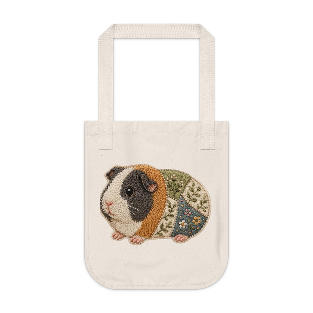 Embroidered Guinea Pig Tote Bag | Organic Cotton Canvas Grocery Bag, Excellent Gift!