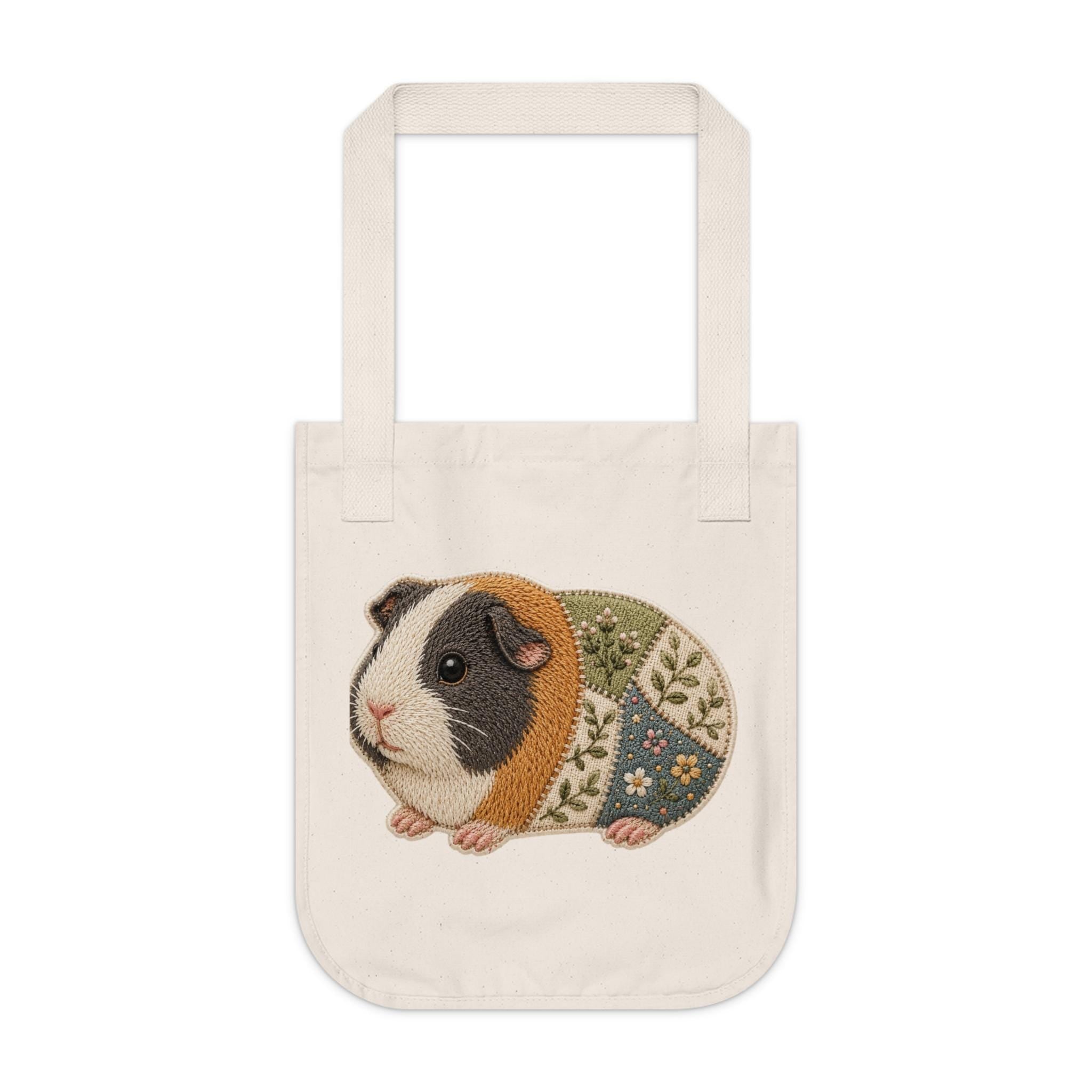Embroidered Guinea Pig Tote Bag | Organic Cotton Canvas Grocery Bag, Excellent Gift!