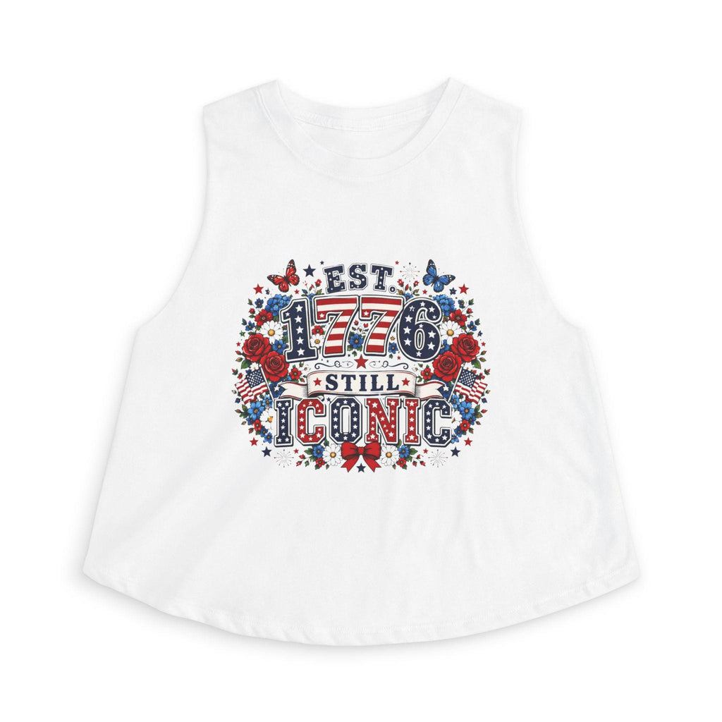 Women's Patriotic Crop Top | Est. 1776 Iconic Graphic, Americana Floral Design, Excellent Gift!