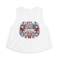 Women's Patriotic Crop Top | Est. 1776 Iconic Graphic, Americana Floral Design, Excellent Gift!