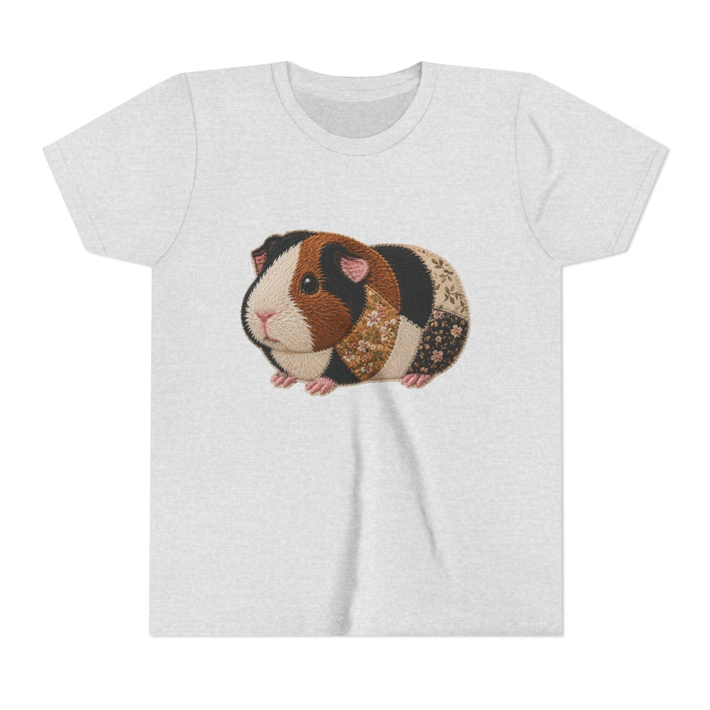 Patchwork Guinea Pig Youth Tee | Embroidered Style Quilted Shirt, Excellent Gift!