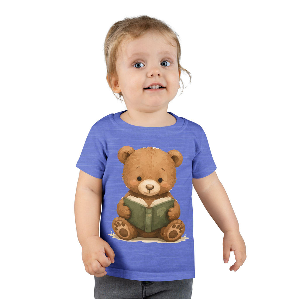 Toddler T-Shirt: Reading Teddy Bear Graphic Tee – Soft Cotton Apparel, Excellent Gift!