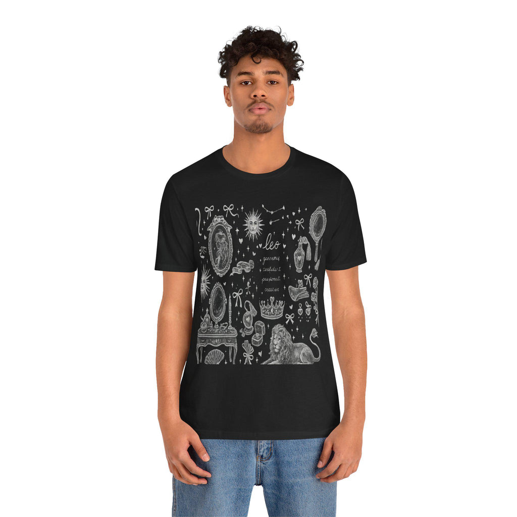 Leo Constellation Illustration T-Shirt | Zodiac Lion Astrology Print, Excellent Gift!