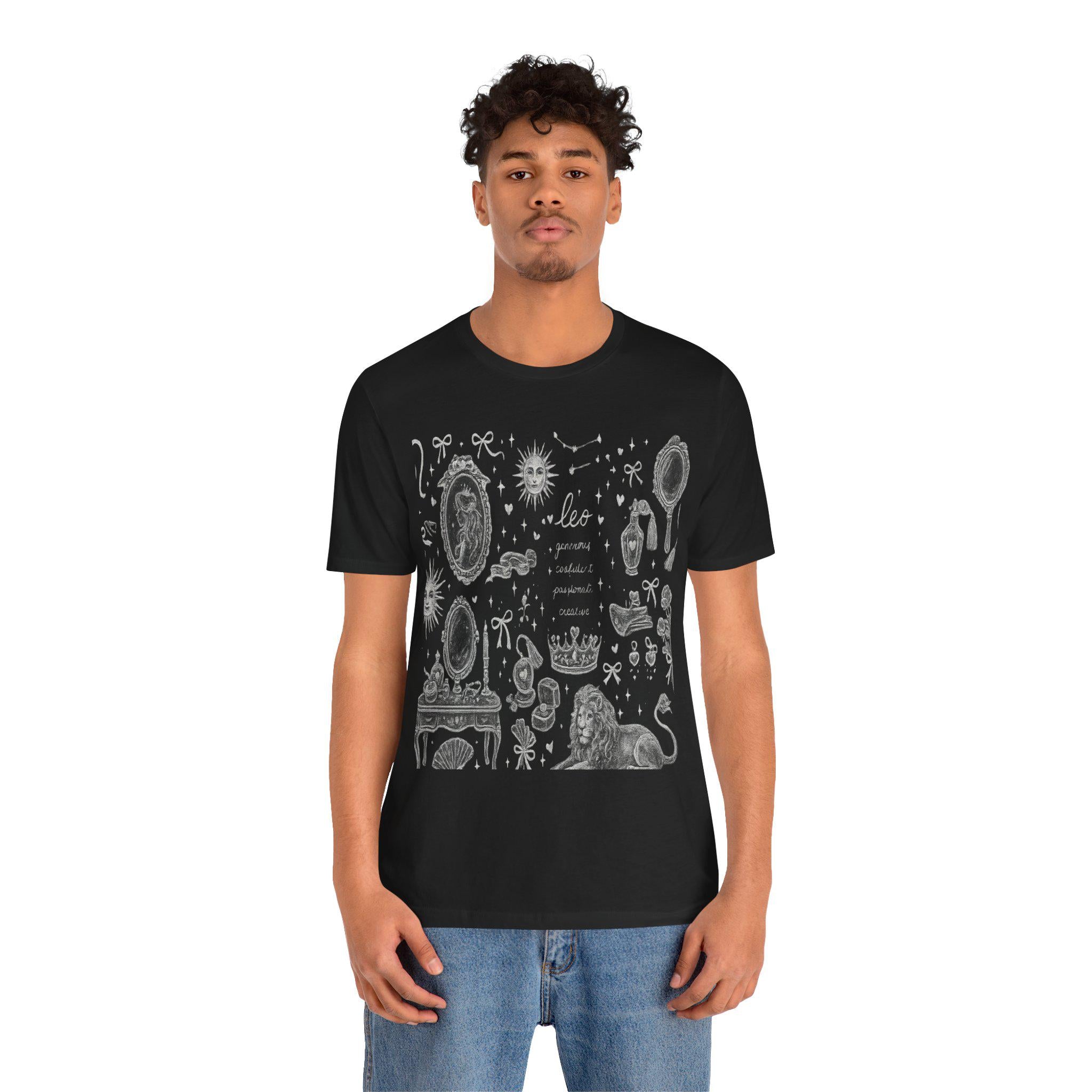 Leo Constellation Illustration T-Shirt | Zodiac Lion Astrology Print, Excellent Gift!