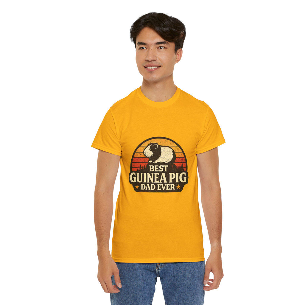 Retro Guinea Pig Dad T-Shirt | Sunset Pet Owner Tee, Excellent Gift!