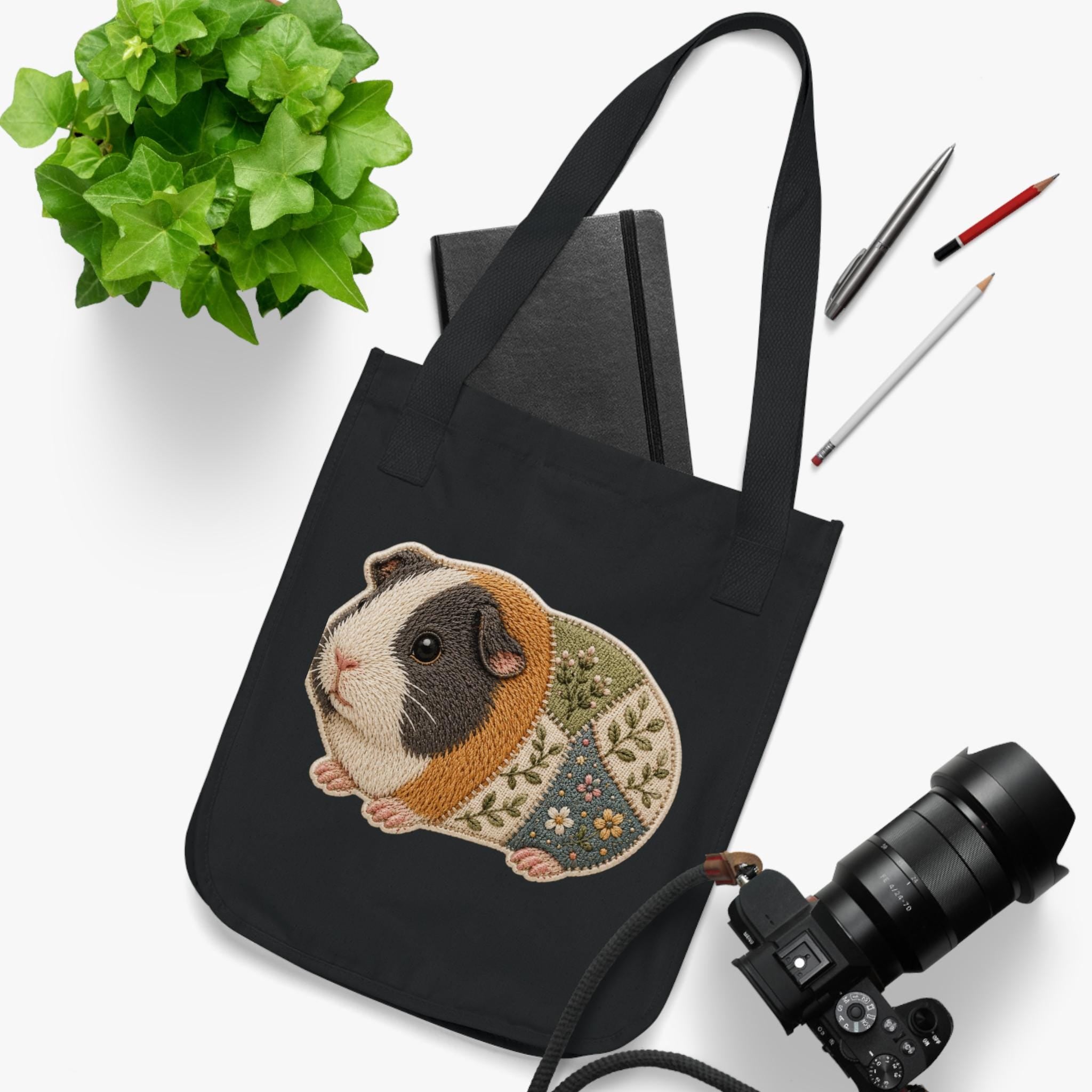 Embroidered Guinea Pig Tote Bag | Organic Cotton Canvas Grocery Bag, Excellent Gift!