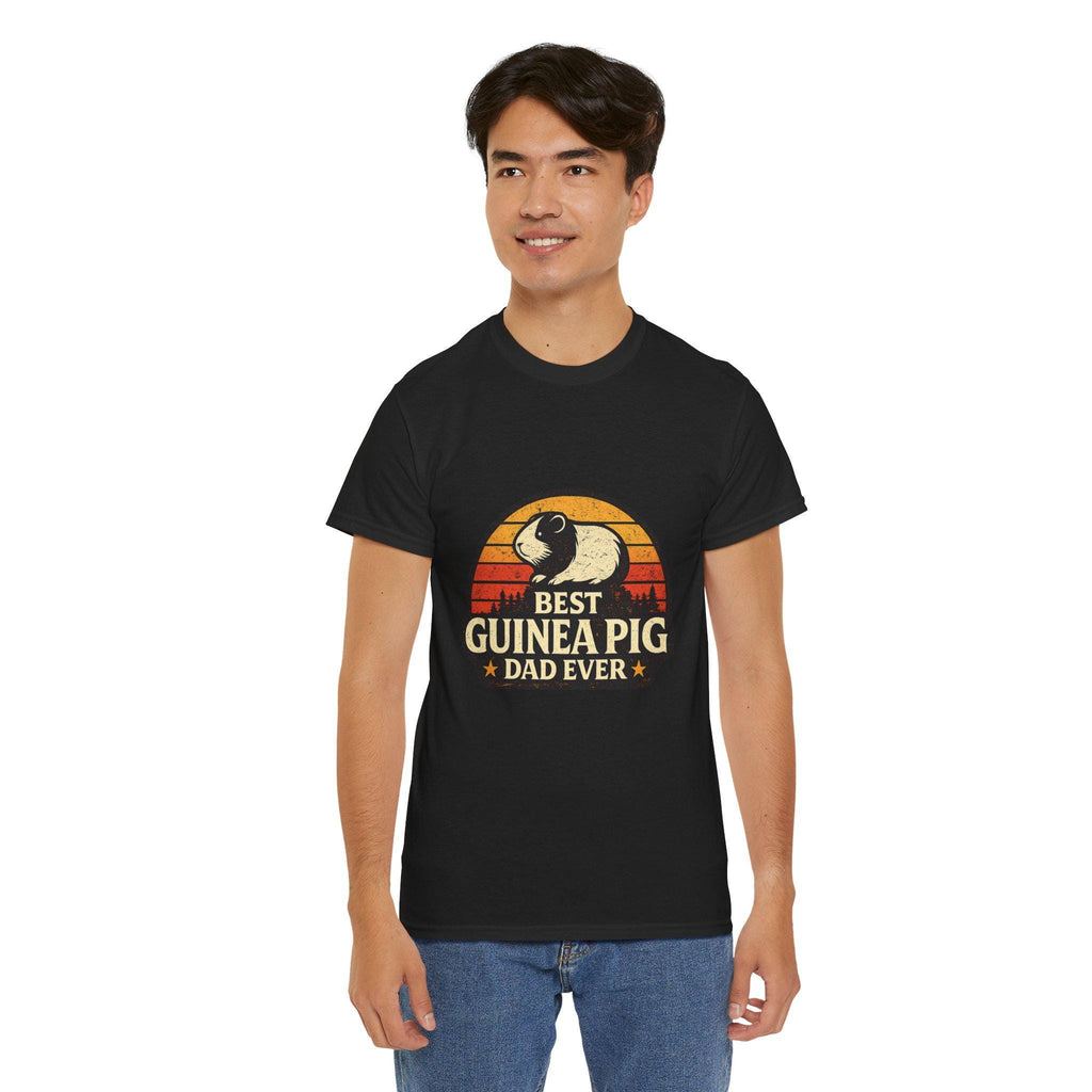 Retro Guinea Pig Dad T-Shirt | Sunset Pet Owner Tee, Excellent Gift!
