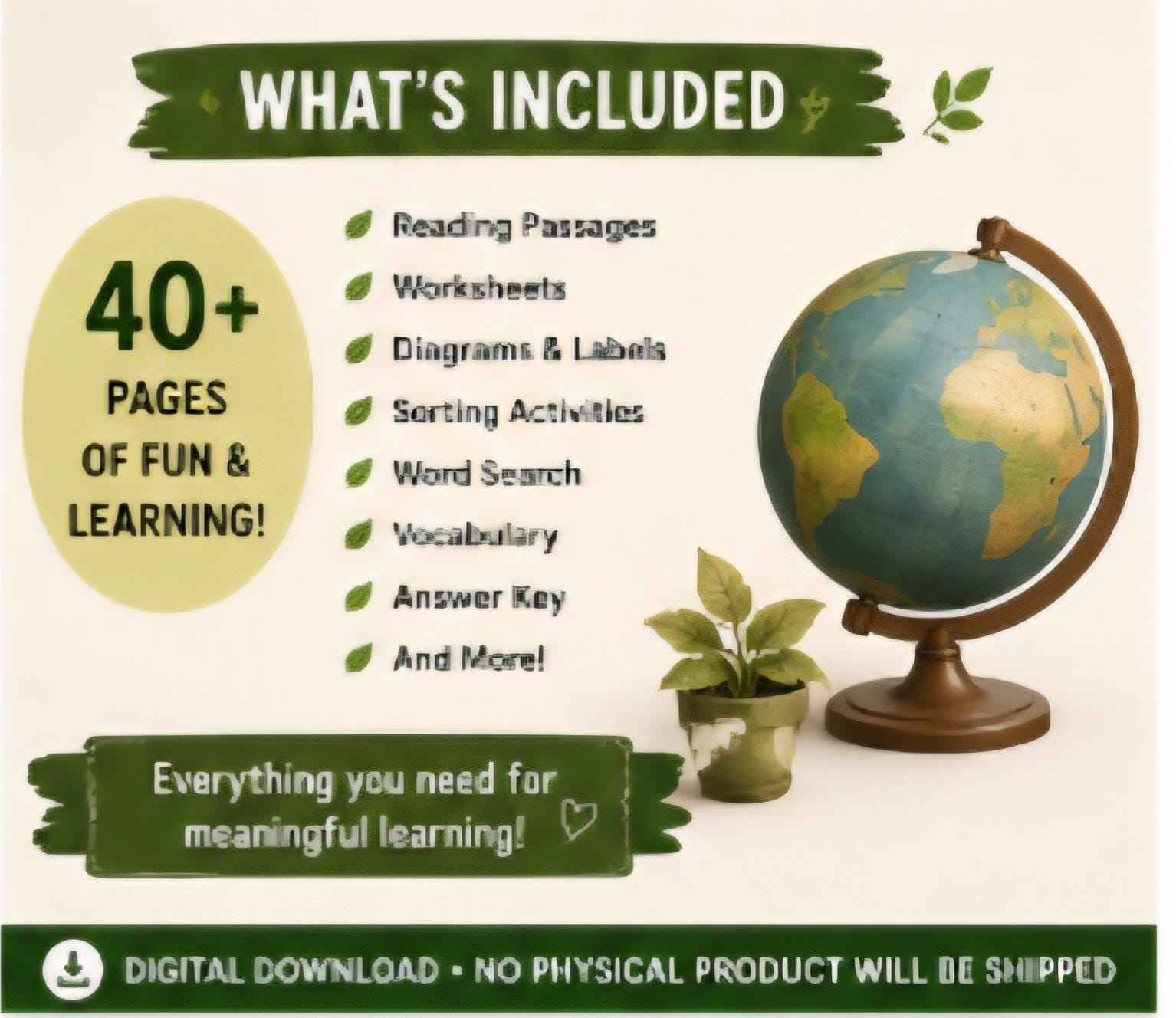 Environmental Studies Homeschool Packet Printable, Ecosystems and Conservation Worksheets, Earth Science Unit PDF