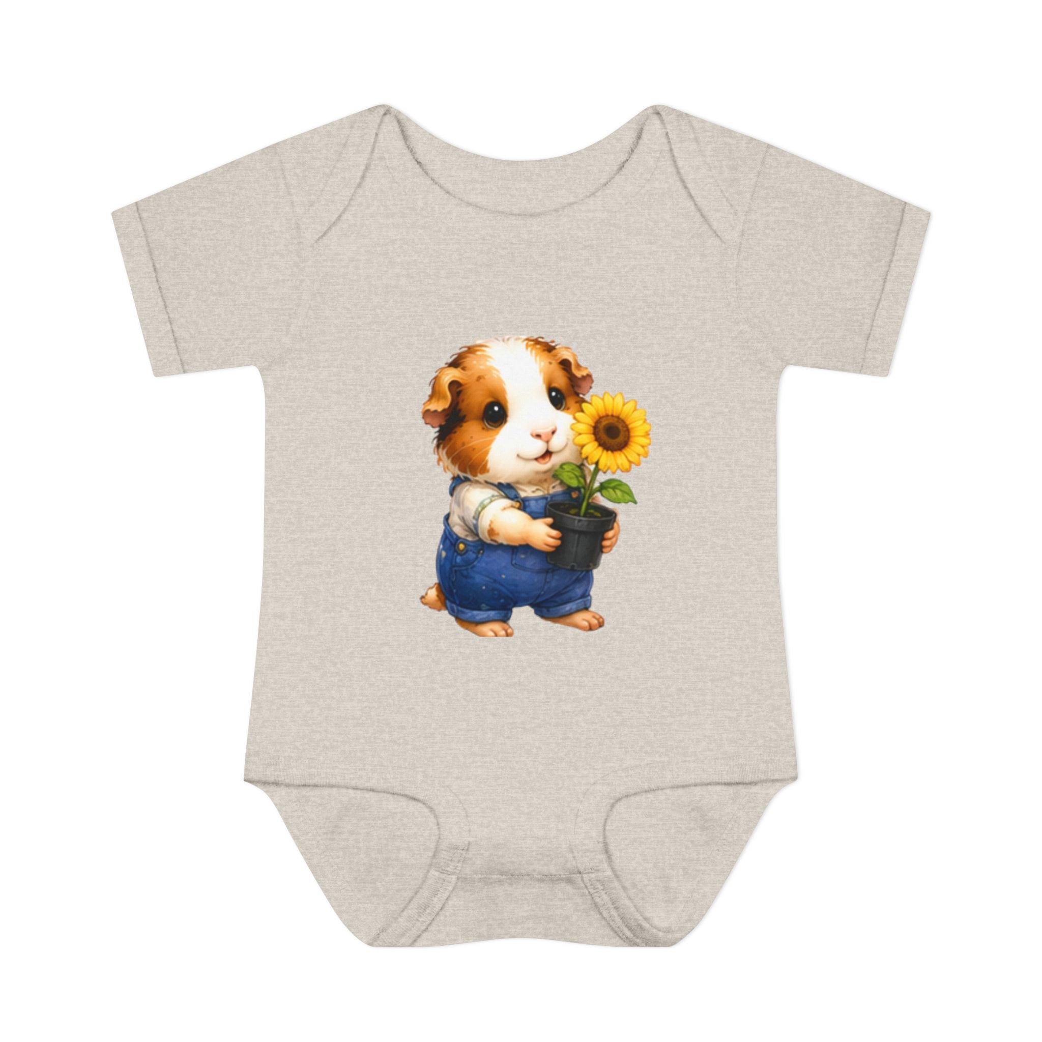 Guinea Pig Sunflower Infant Bodysuit | Garden Baby Onesie, Cotton Comfort, Excellent Gift!