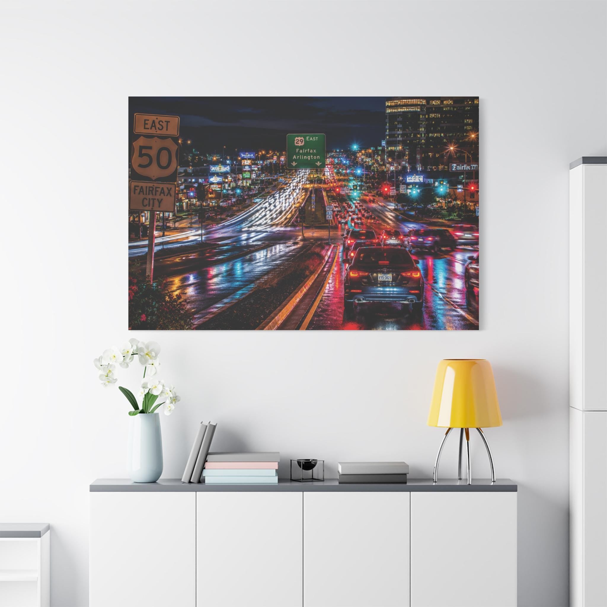 Fairfax Blvd Night Cityscape Print | Northern Virginia Wall Art (Digital Download), Excellent Gift!