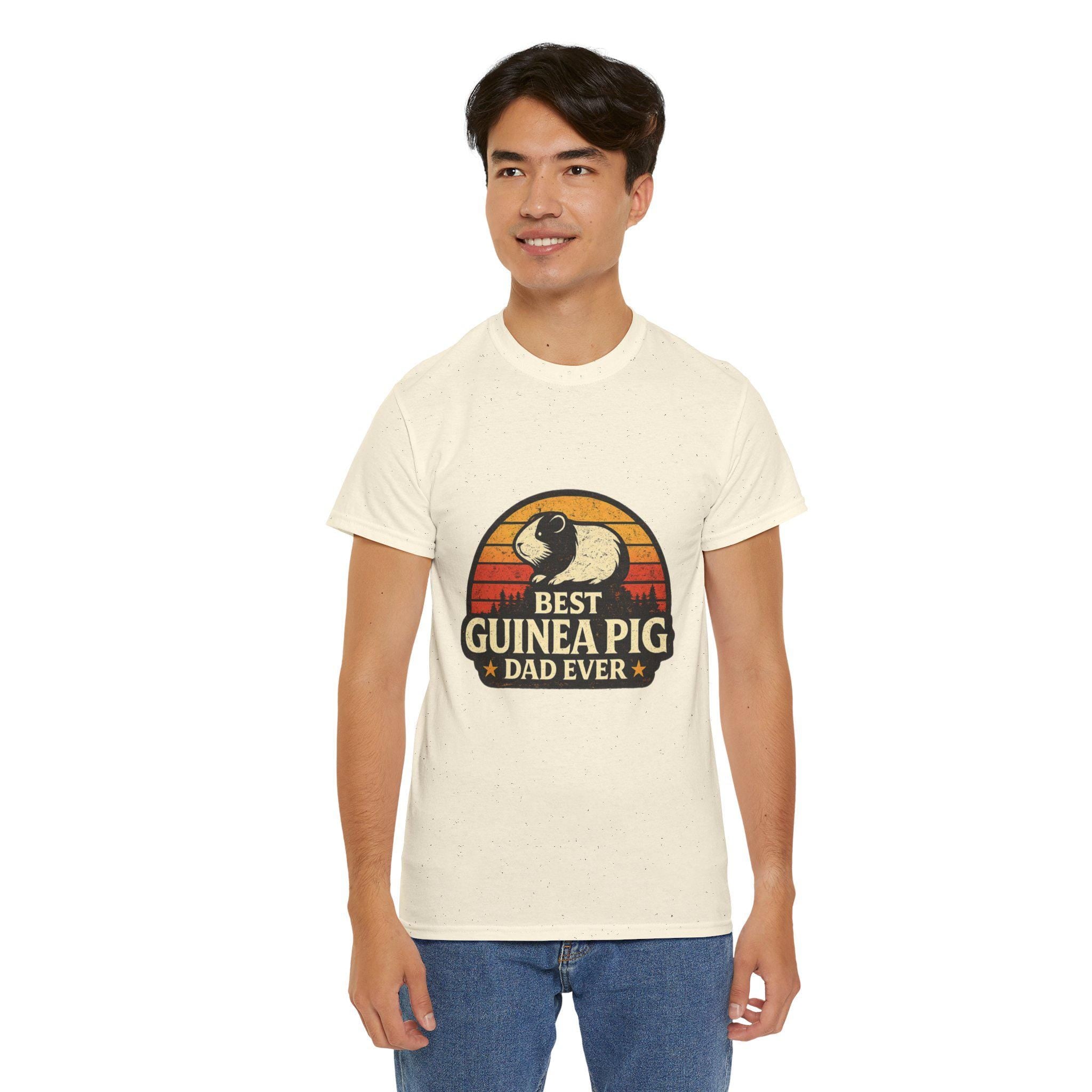 Retro Guinea Pig Dad T-Shirt | Sunset Pet Owner Tee, Excellent Gift!