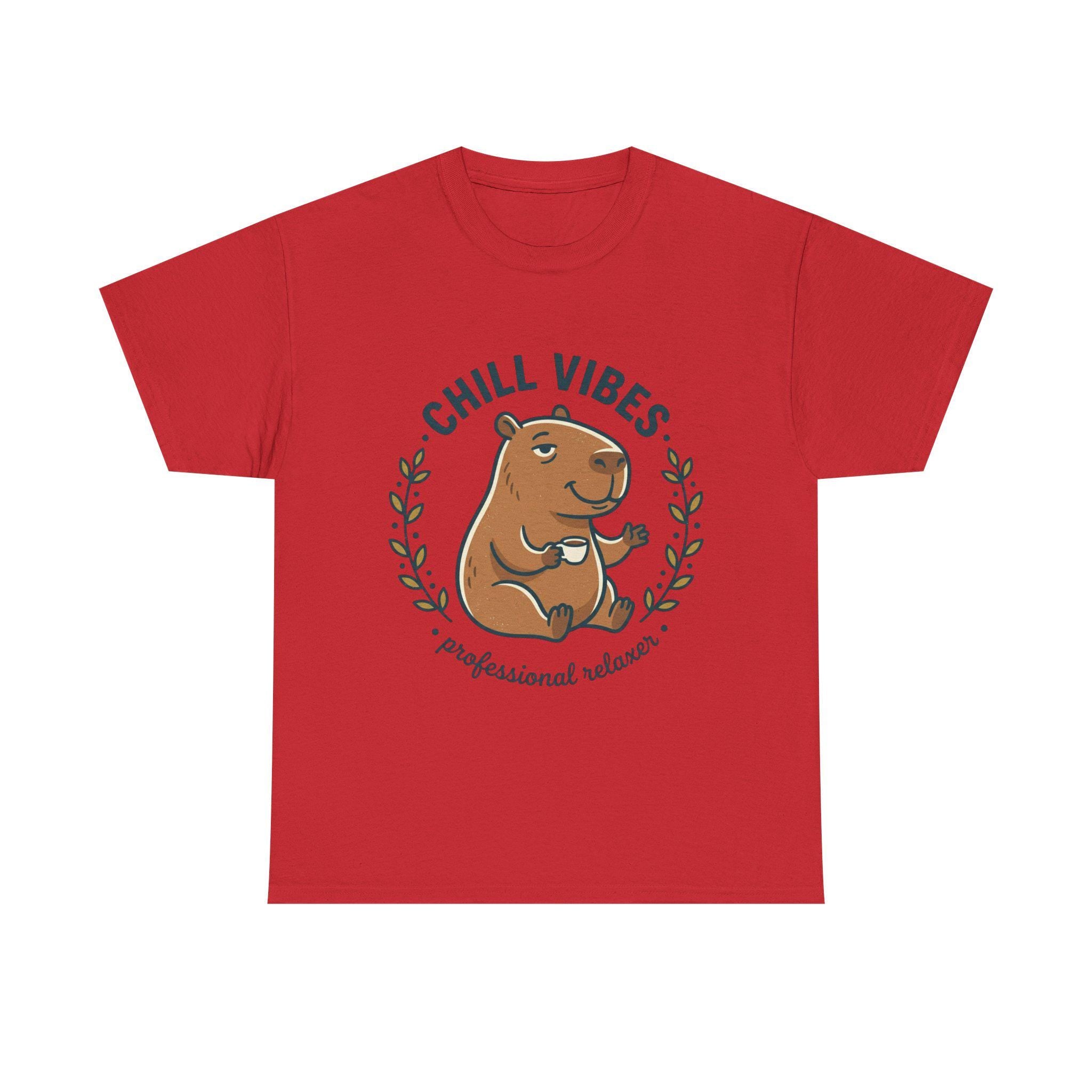 Capybara Chill Vibes Tee | Relaxing Capybara Illustration, Casual Animal Shirt