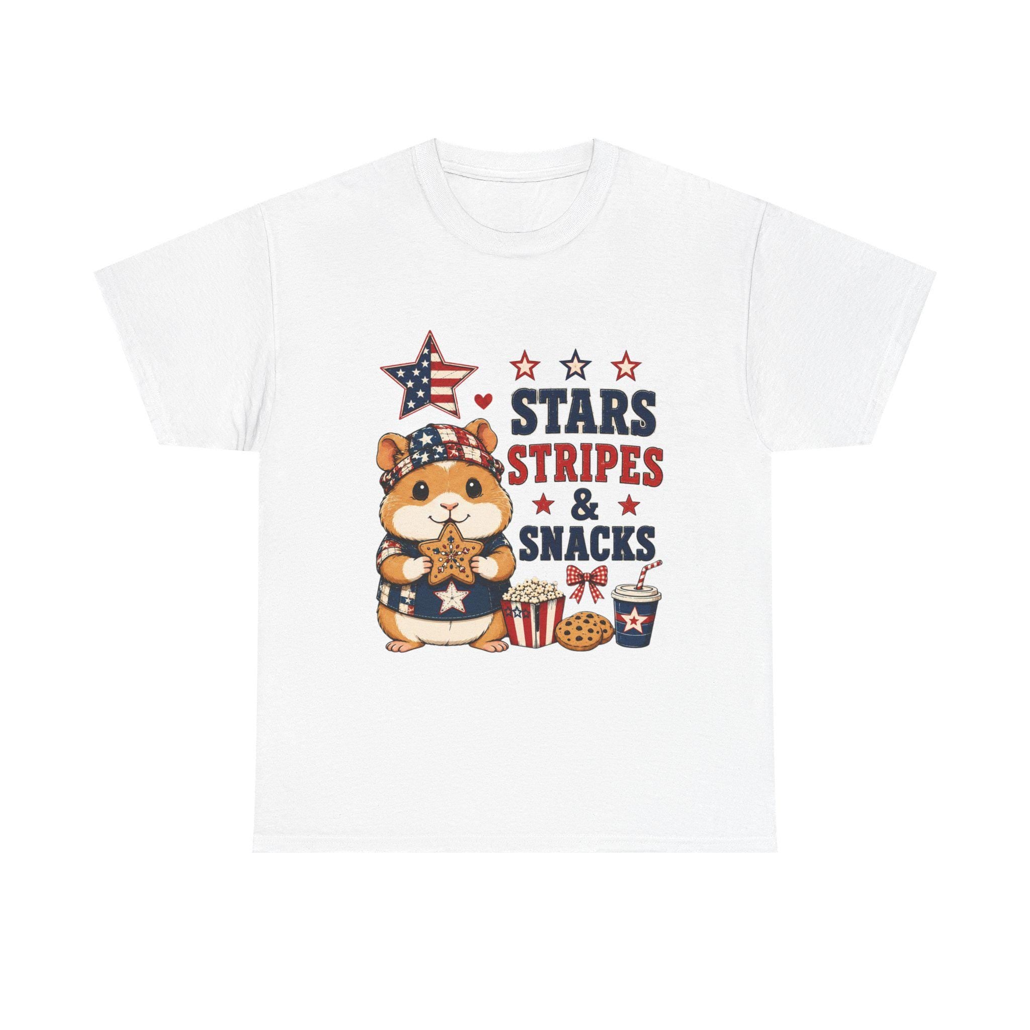 Stars Stripes & Snacks Hamster T-Shirt | Patriotic Fourth of July Tee, Excellent Gift!